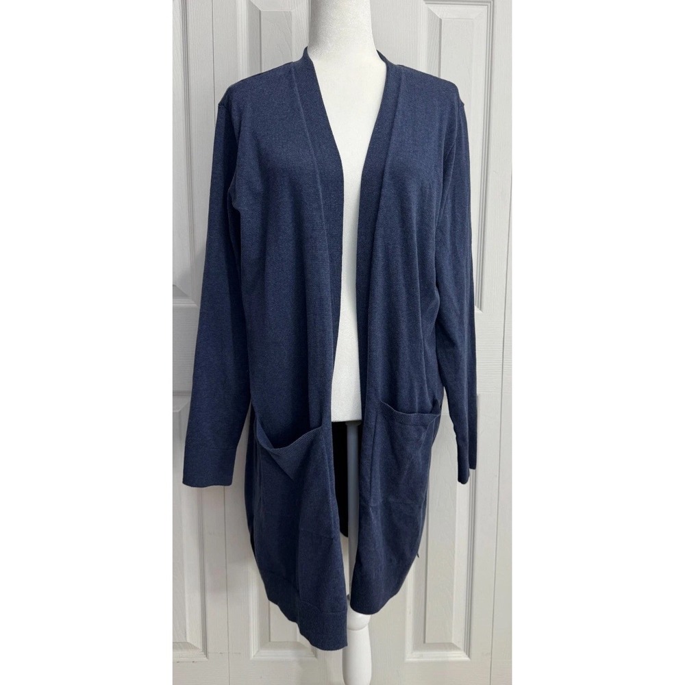 Duluth Trading Open-Front Cardigan Sweater Women's Medium Blue Long Sleeve Cozy‎
